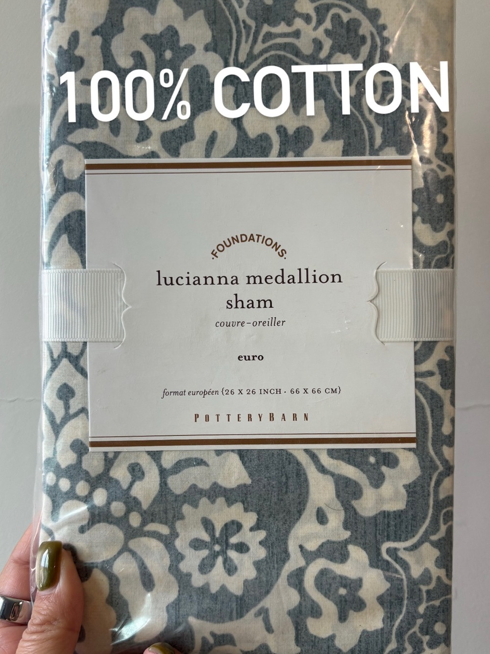 Pottery Barn Lucianna Medallion Euro Sham | 100% cotton NWT